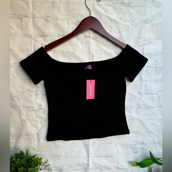 Edikted Trixie Black Off Shoulder crop Top size small new with tags - Picture 6 of 9
